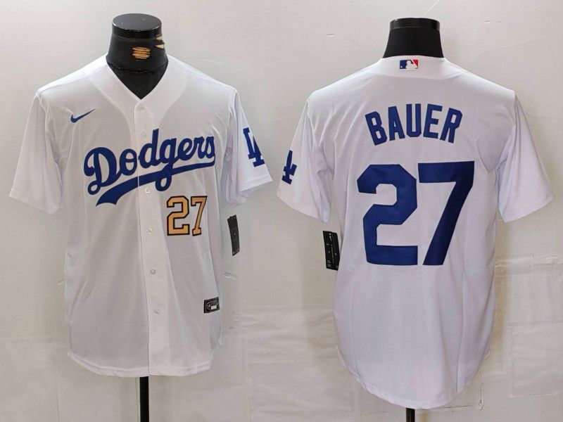 Men Los Angeles Dodgers #27 Bauer White Game 2024 Nike MLB Jersey style 7131->los angeles dodgers->MLB Jersey